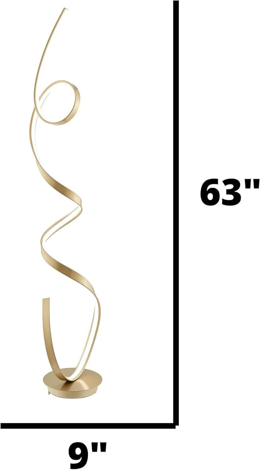 Sandy Gold Adjustable LED Floor Lamp with Sculptural Design