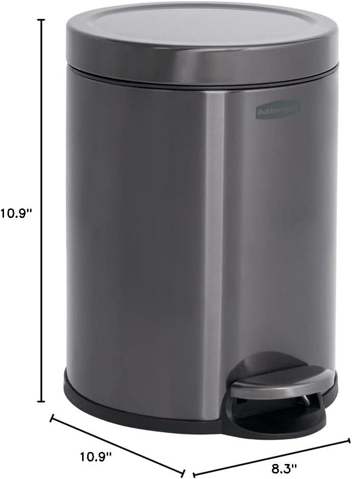 Rubbermaid 1.6 Gal. Stainless Steel Round Step-On Household Metal Trash Can