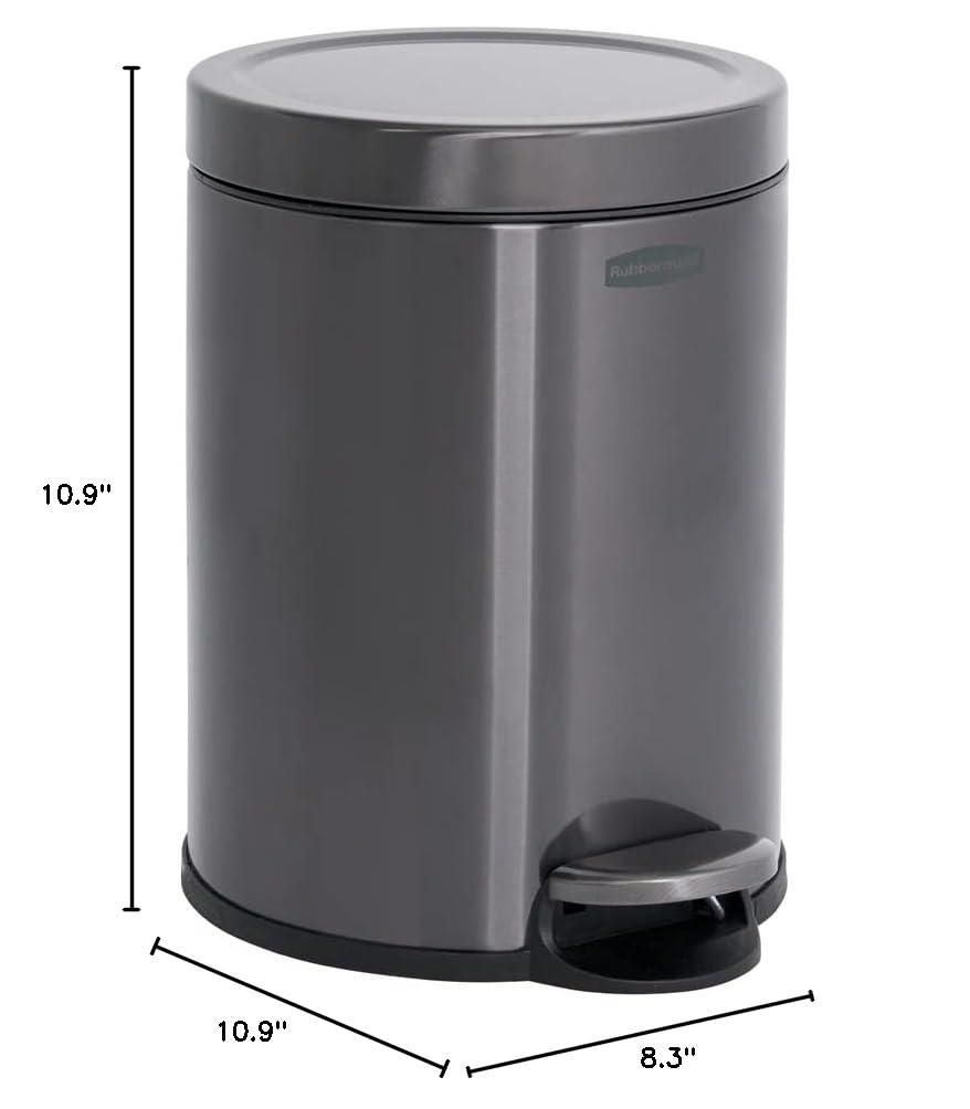 Rubbermaid 1.6 Gal. Stainless Steel Round Step-On Household Metal Trash Can
