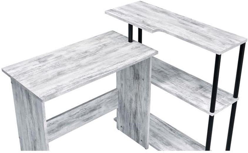 Ievi Writing Desk Weathered White/Black - Acme Furniture: Metal Frame, Open Shelf Storage, Space-Saving Design