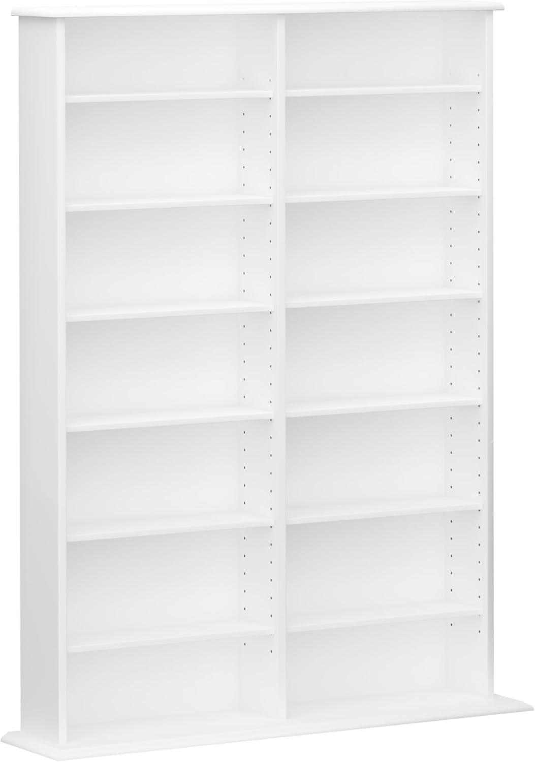 Prepac 2 Column Display Cabinet, White Storage Cabinet, Tall Storage Cabinet, DVD Storage Cabinet with 8 Adjustable Shelves 8.75" D x 38.75" W x 51" H, WMA-0640