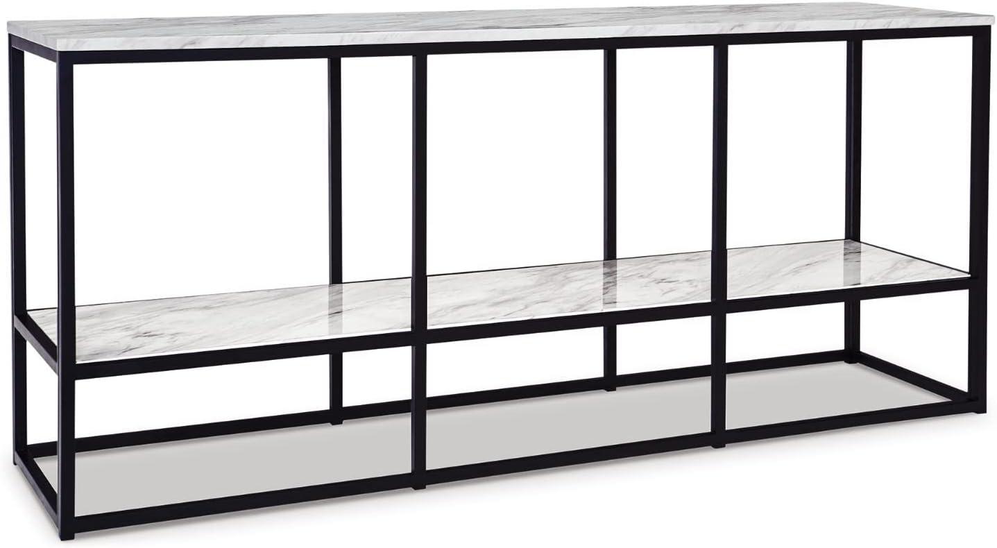 Donnesta Sleek 65" Black and Gray Faux Marble TV Stand