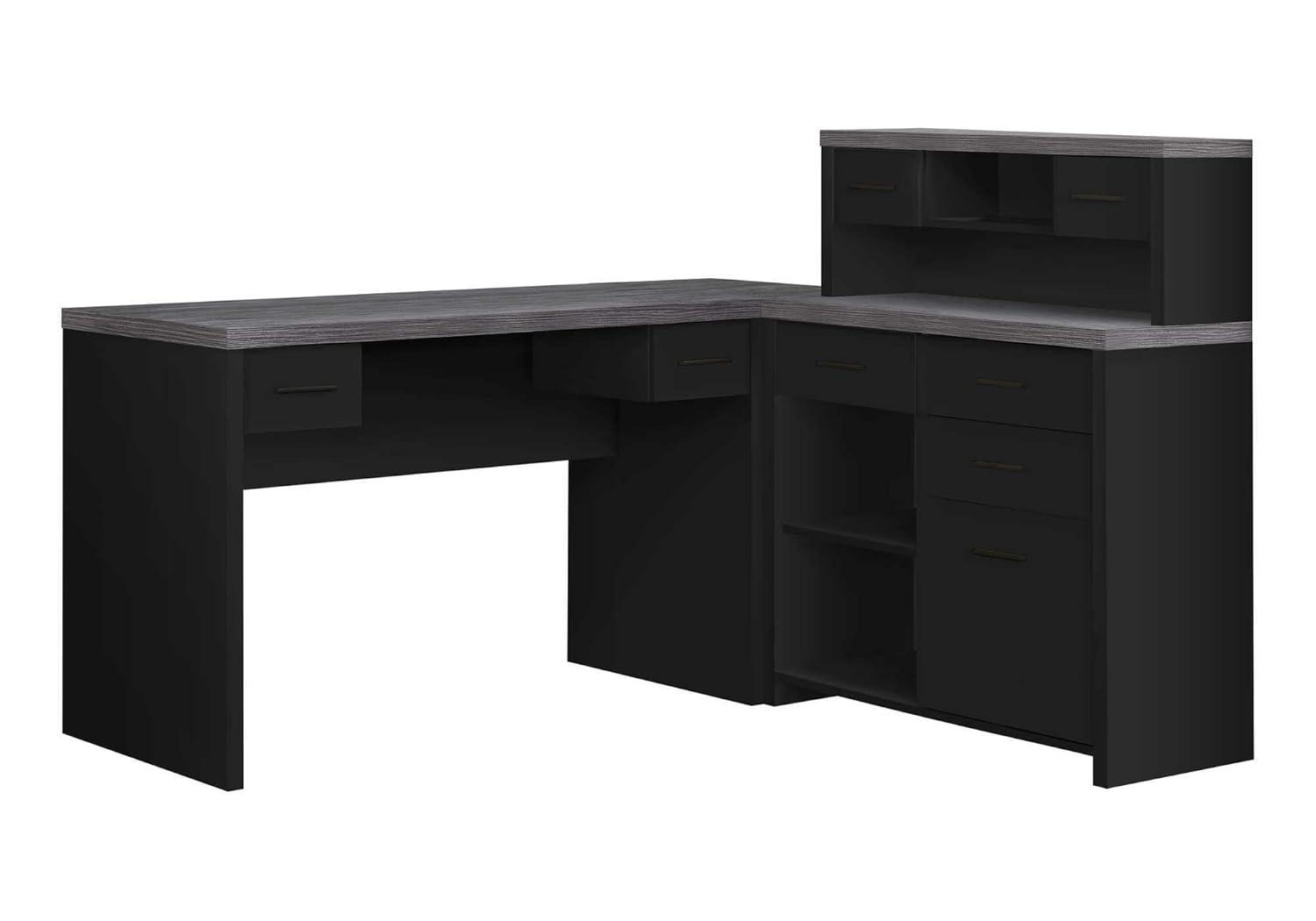 Monarch Specialties Computer Desk, Corner, L Shape, Work, Laptop, Black And Grey Laminate