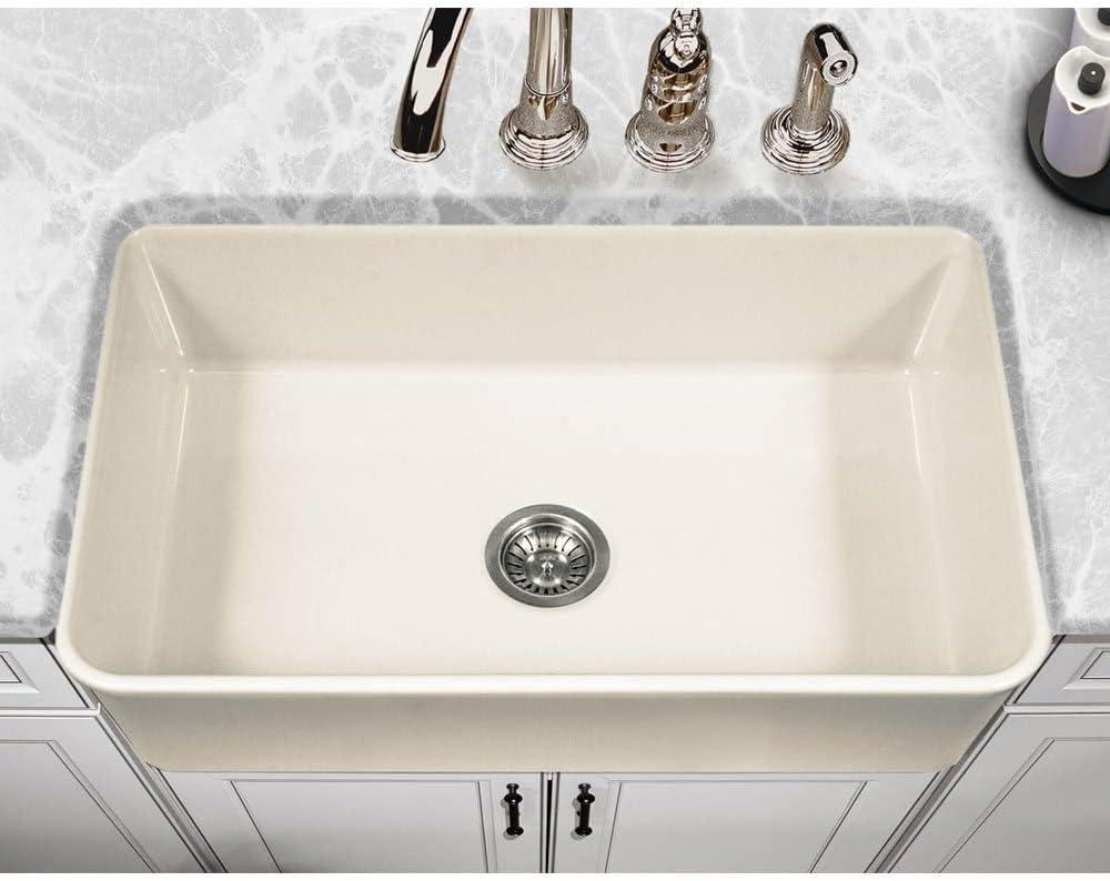 Biscuit Fireclay Single Bowl Farmhouse Kitchen Sink