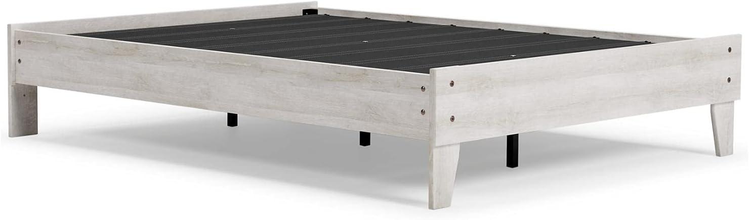 Queen Shawburn Platform Bed White/Dark Charcoal Gray - Signature Design by Ashley: Vintage Casual Style, No Box Spring Required