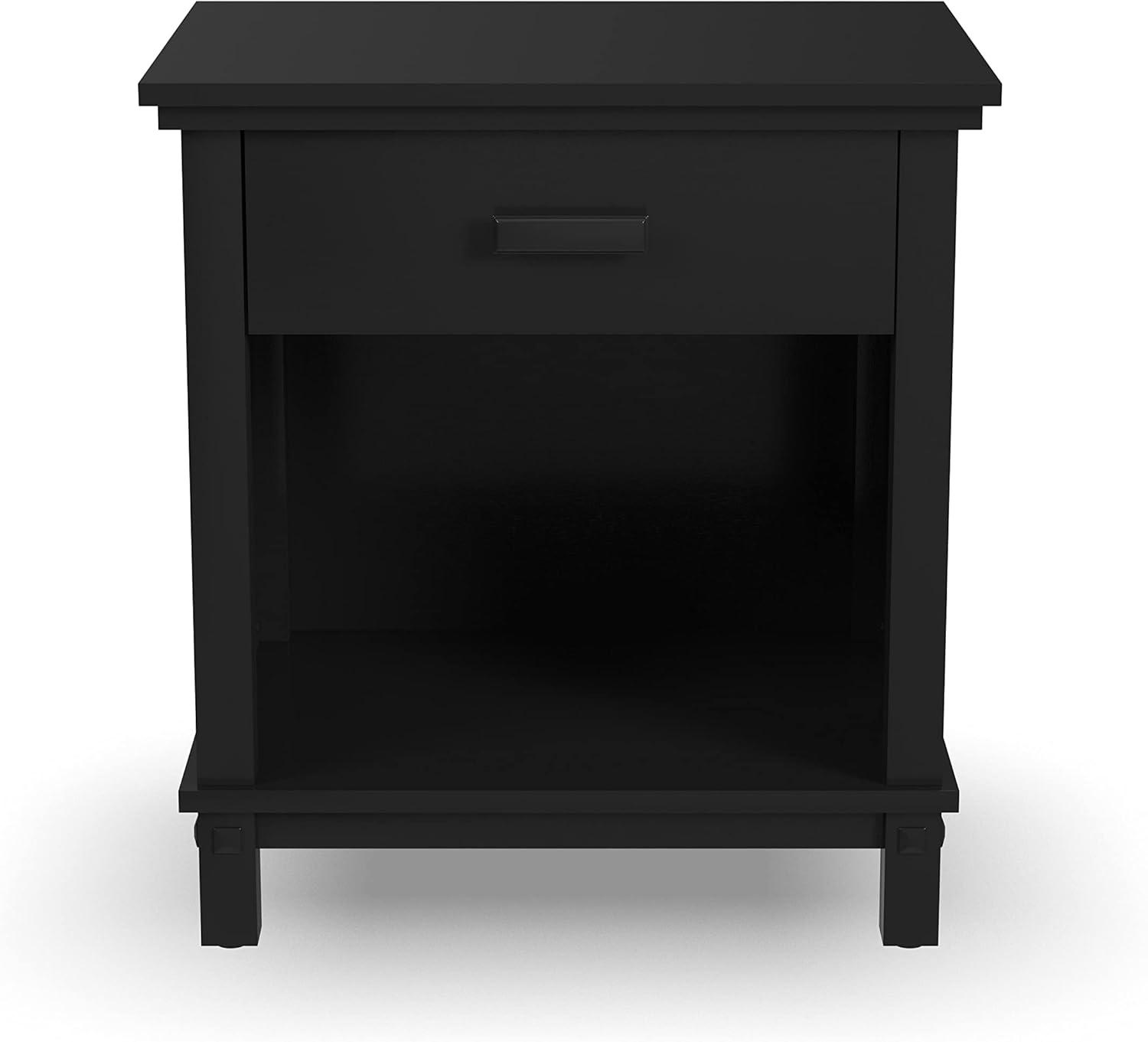 Homestyles Oak Park 1-Drawer Traditional Wood Closed Nightstand in Black