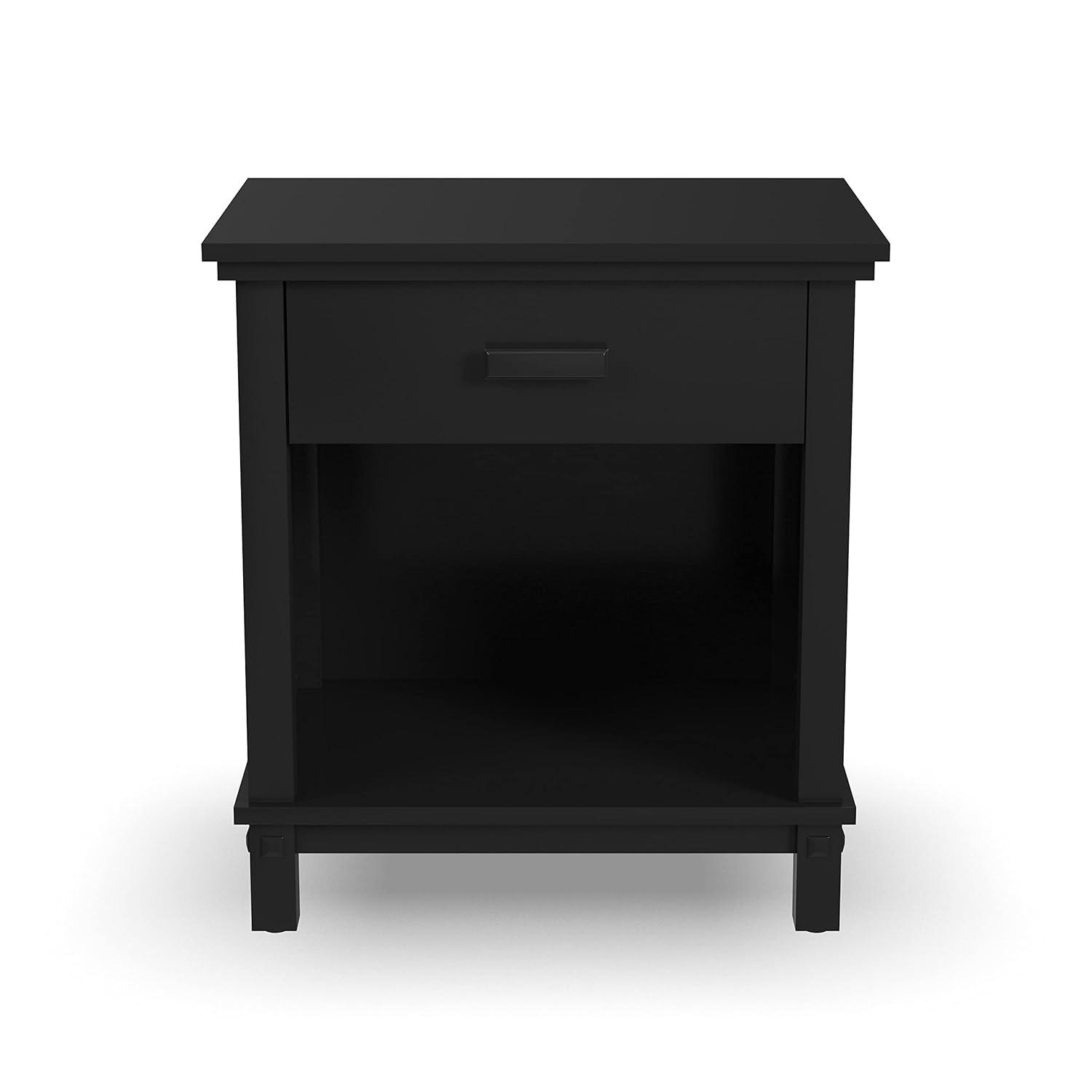 Homestyles Oak Park 1-Drawer Traditional Wood Closed Nightstand in Black
