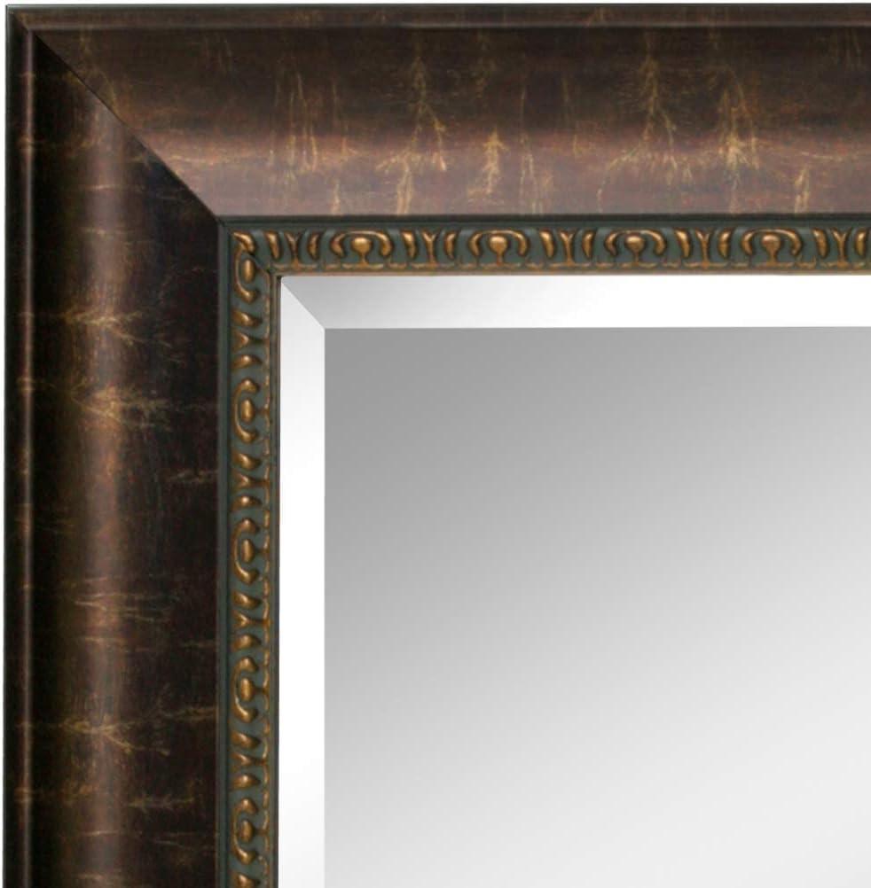 Head West Bronze Distressed Embossed Rectangular Framed Beveled Accent Wall Vanity Mirror - 30.5 x 36.5