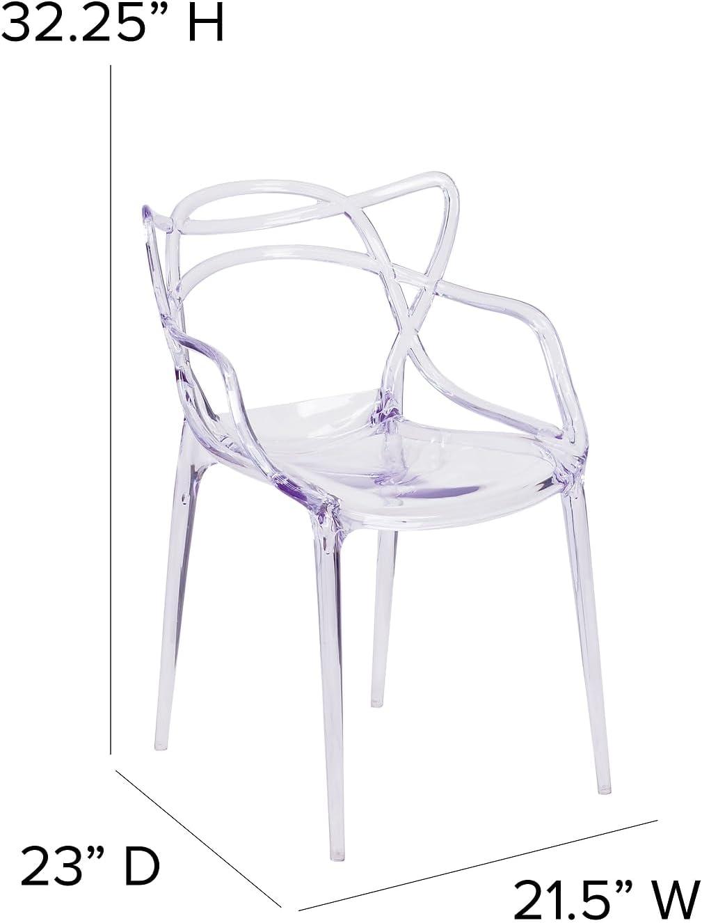 Clear Polycarbonate Stacking Side Chairs with Artistic Design, Set of 4