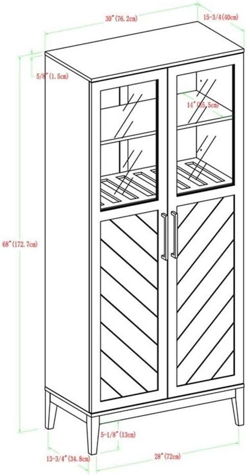 Birch Chevron 68" Storage Cabinet with Glass Doors