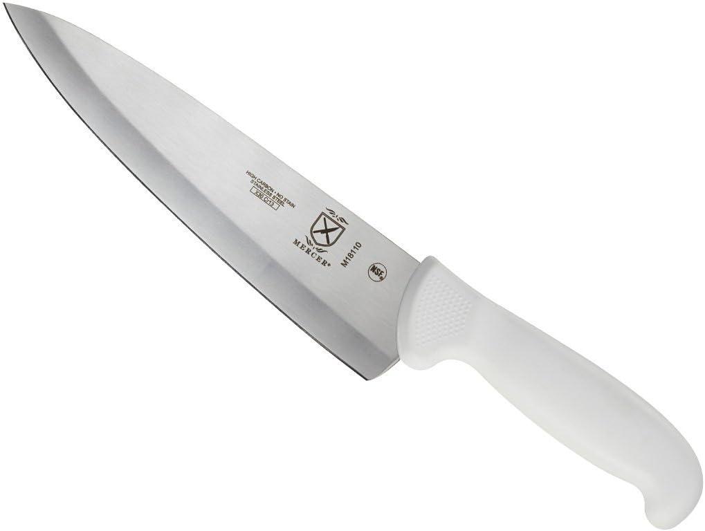 Mercer 8" High Carbon Japanese Steel Chef's Knife, White Handle