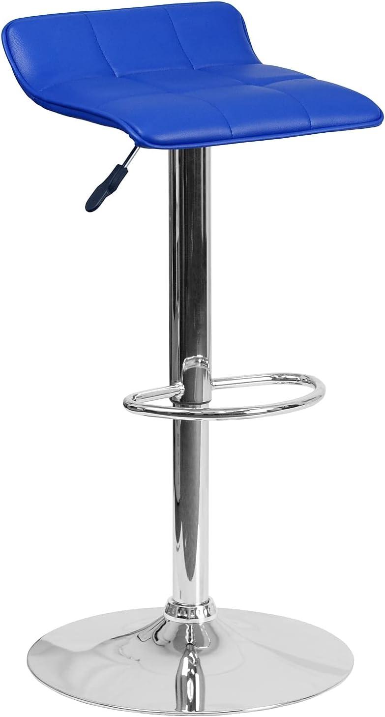 Flash Furniture Contemporary Black Vinyl Adjustable Height Barstool with Quilted Wave Seat and Chrome Base