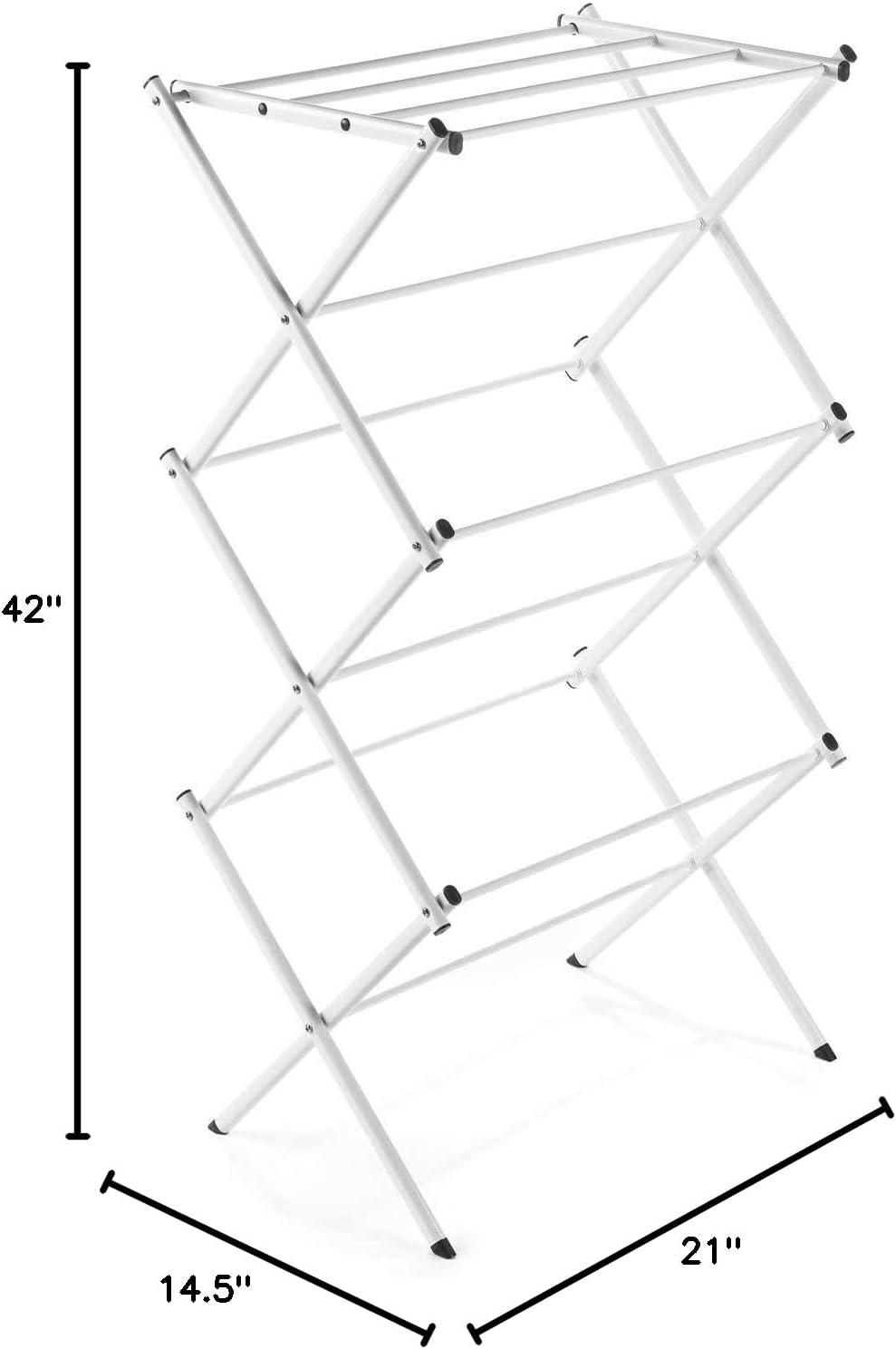 White Compact Accordion Clothes Drying Rack with 16 ft. Drying Space