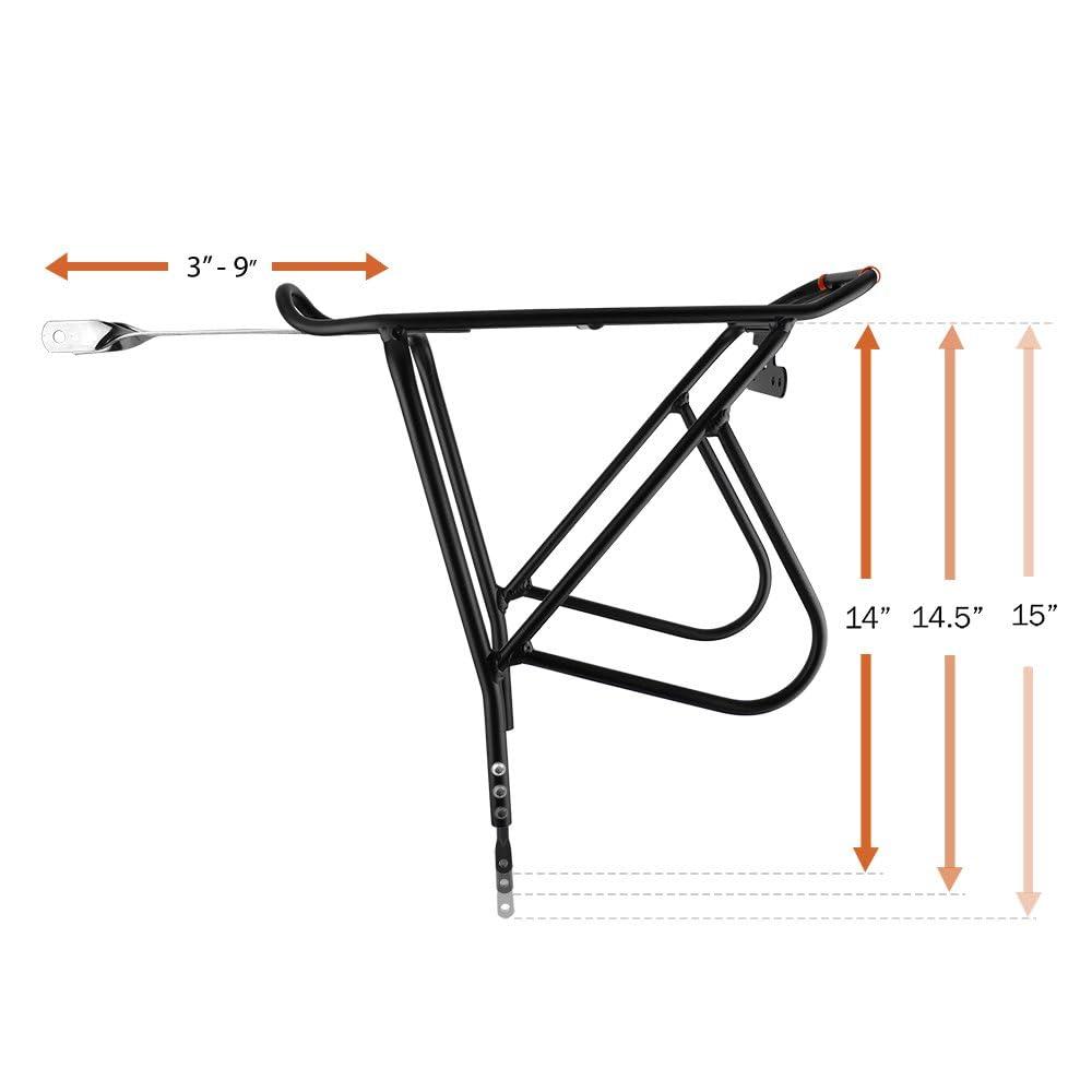 Ibera Bike Rack - Bicycle Touring Carrier Plus+ for Disc Brake/Non-Disc Brake Mount, Fat Tire Bikes, Frame-Mounted for Heavier Top & Side Loads, Height Adjustable for 26"-29" Frames