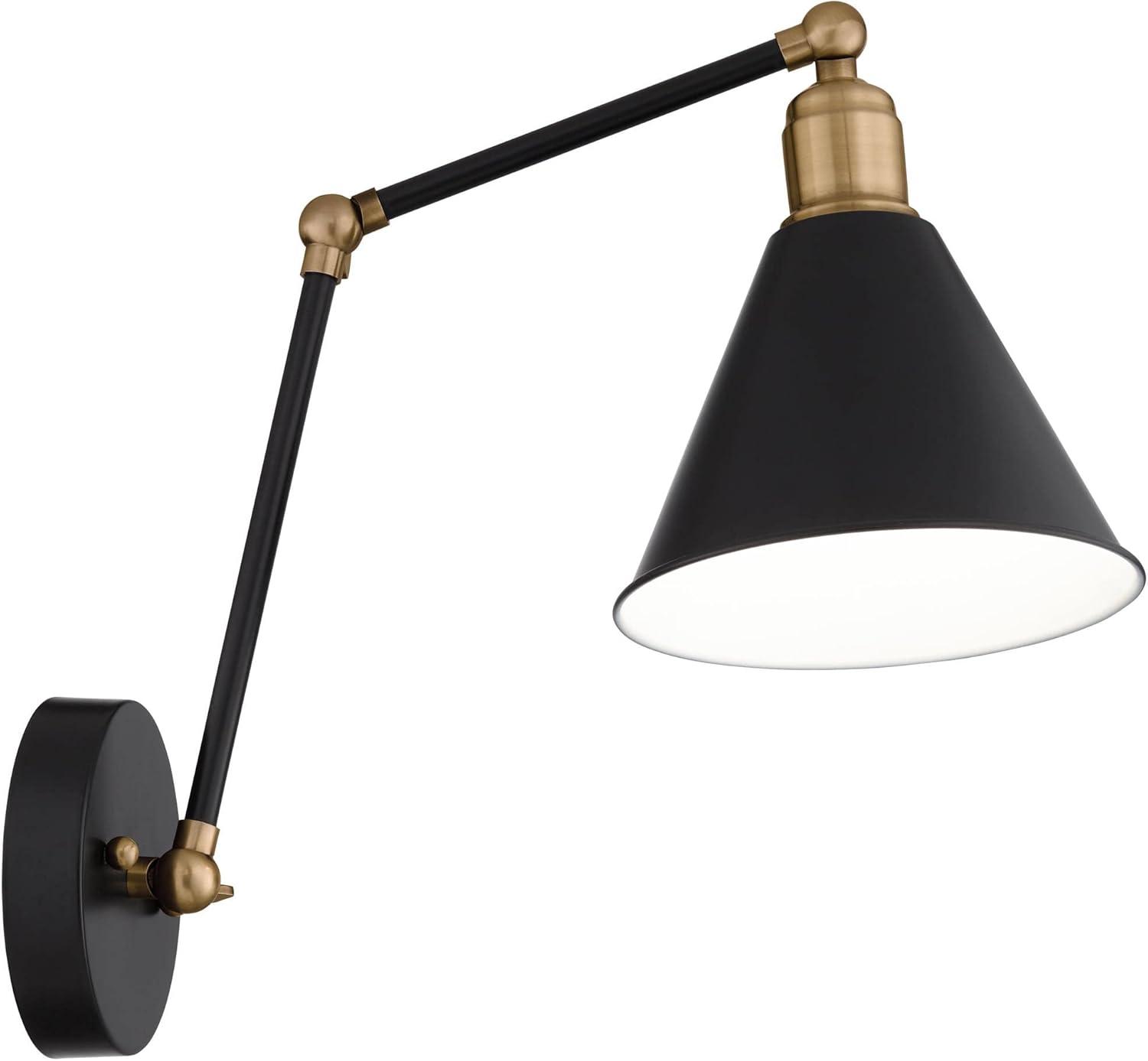 Wray Black and Brass Adjustable Wall Lamps Set of 2