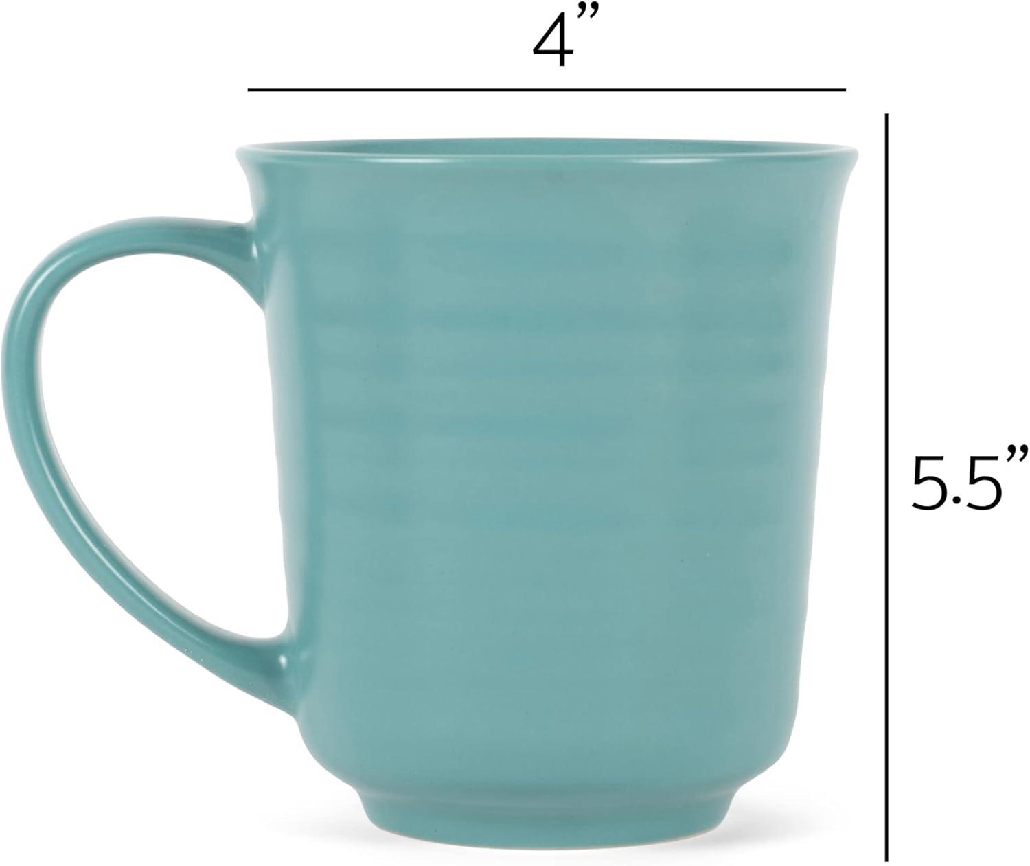 Turquoise Matte Ceramic Microwave Safe Coffee Mug Set of 4