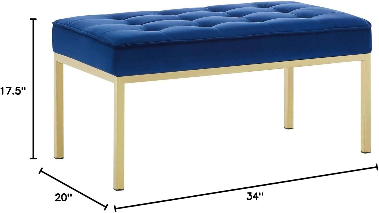 Loft Gold Stainless Steel Leg Medium Performance Velvet Bench