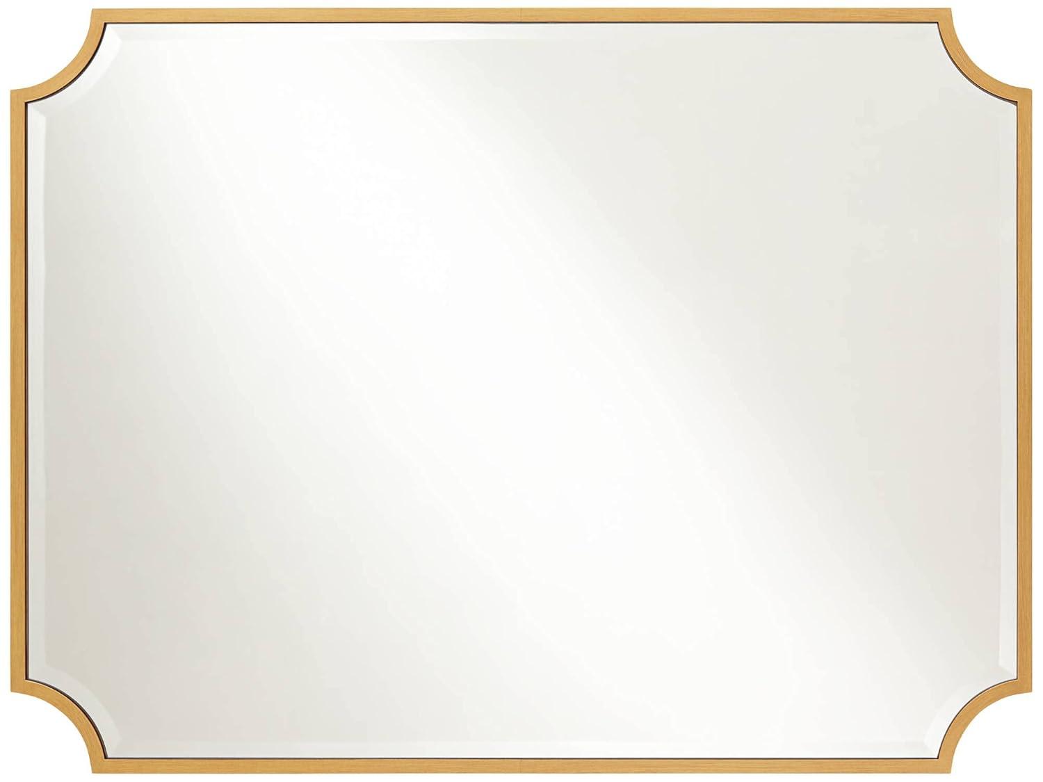Noble Park Jacinda Rectangular Vanity Decorative Wall Mirror Modern Beveled Rounded Cut Edge Gold Frame 30" Wide for Bathroom Bedroom Living Room Home