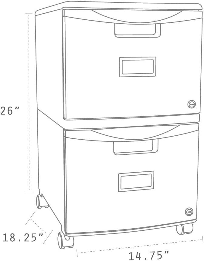 White Plastic 2-Drawer Mobile Lockable File Cabinet