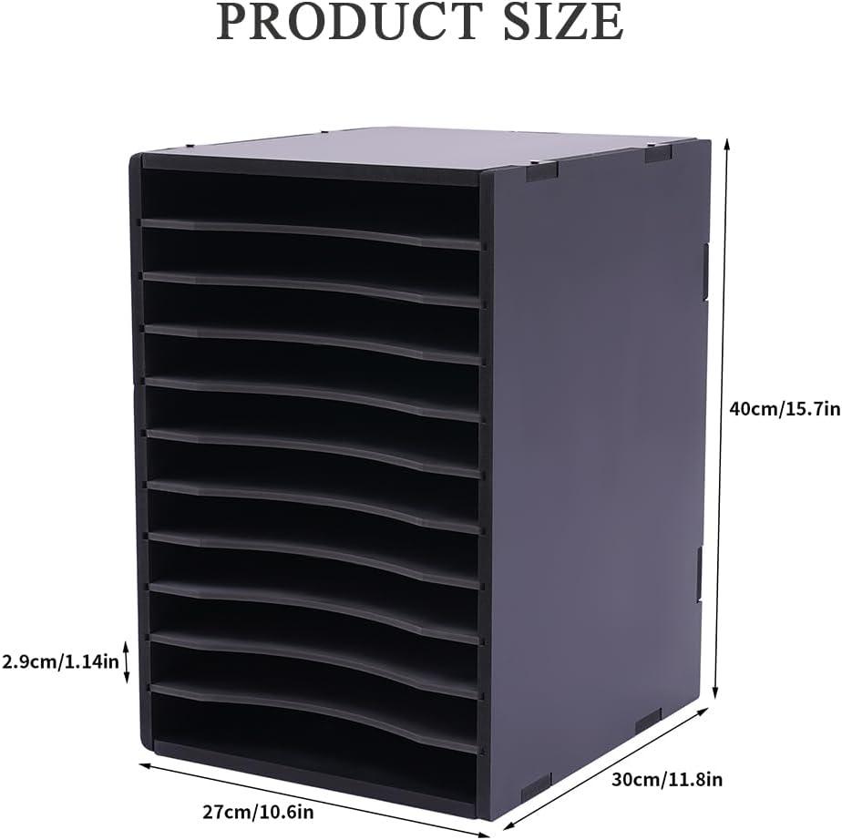 AdirOffice 500 Series 11 Compartment Wooden Literature Organizer 10.75" x 11.8" Black (500-11-BLK)