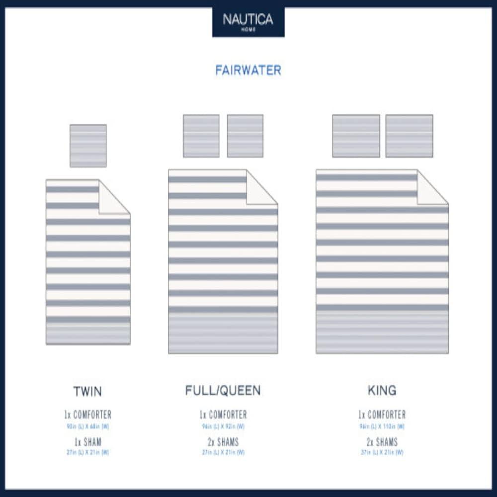 Nautica Nautica Fairwater Blue Cotton Reversible Comforter Set