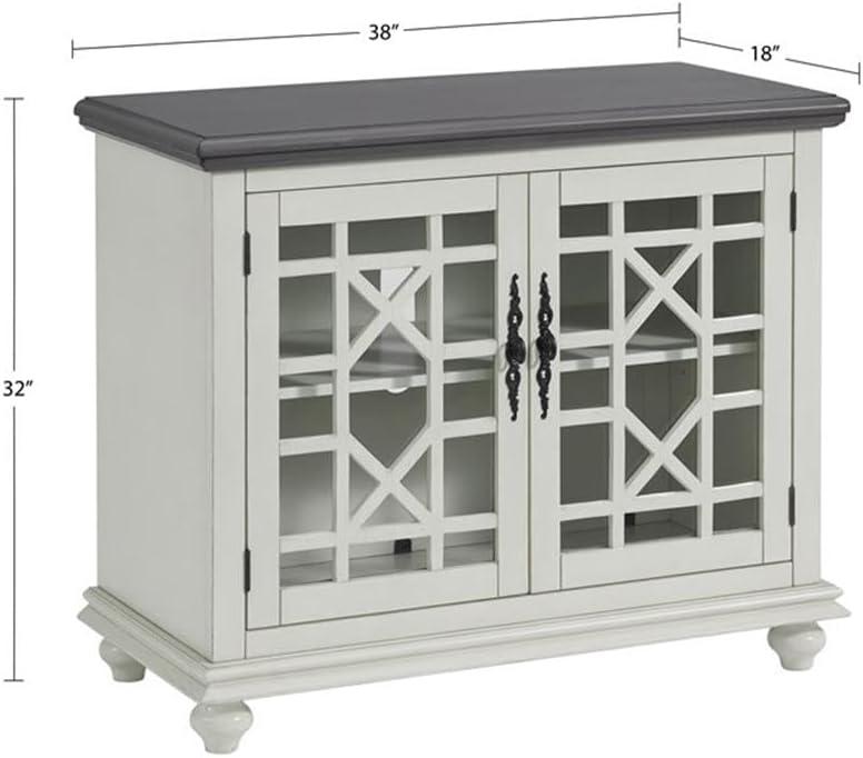 Martin Svensson Home Elegant Small Spaces TV Stand White with Gray Top