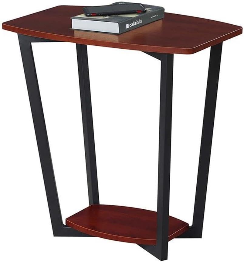 Urban Chic 24" Cherry-Black Wood & Metal End Table with Shelf