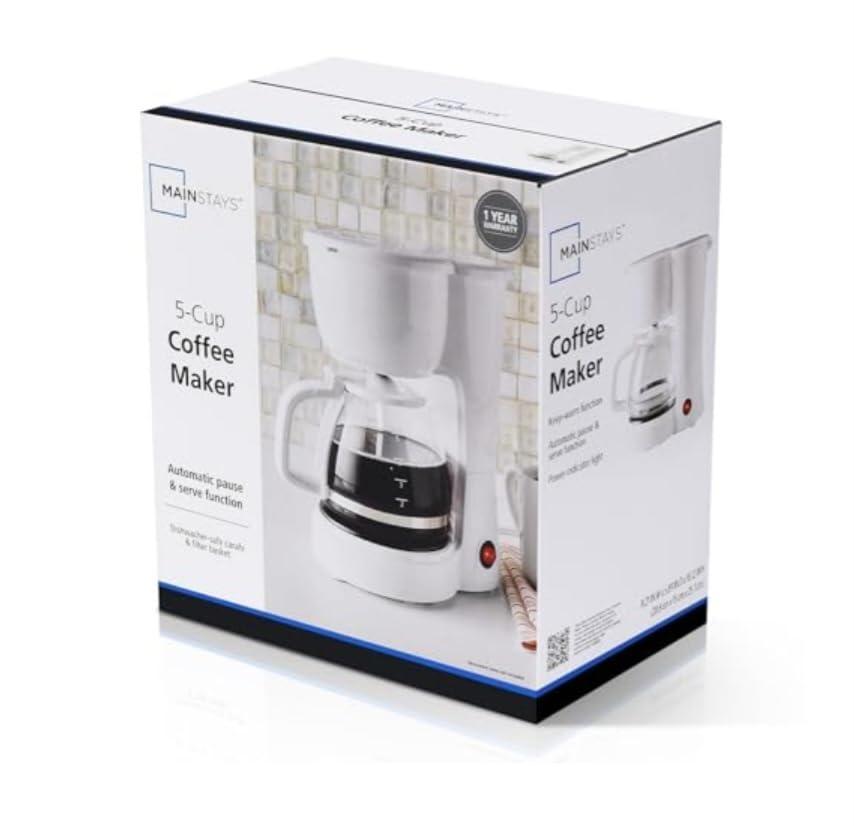 Mainstays White 5-Cup Coffee Maker