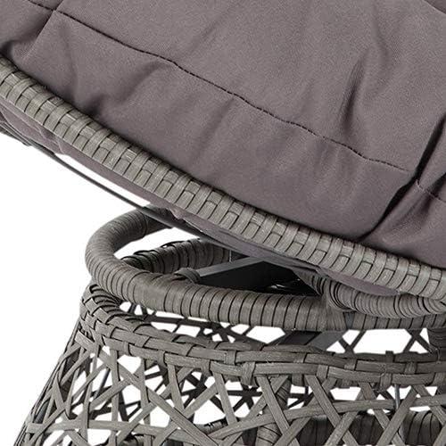 Wicker Papasan Chair with 360-Degree Swivel, Grey Frame with Grey Cushion