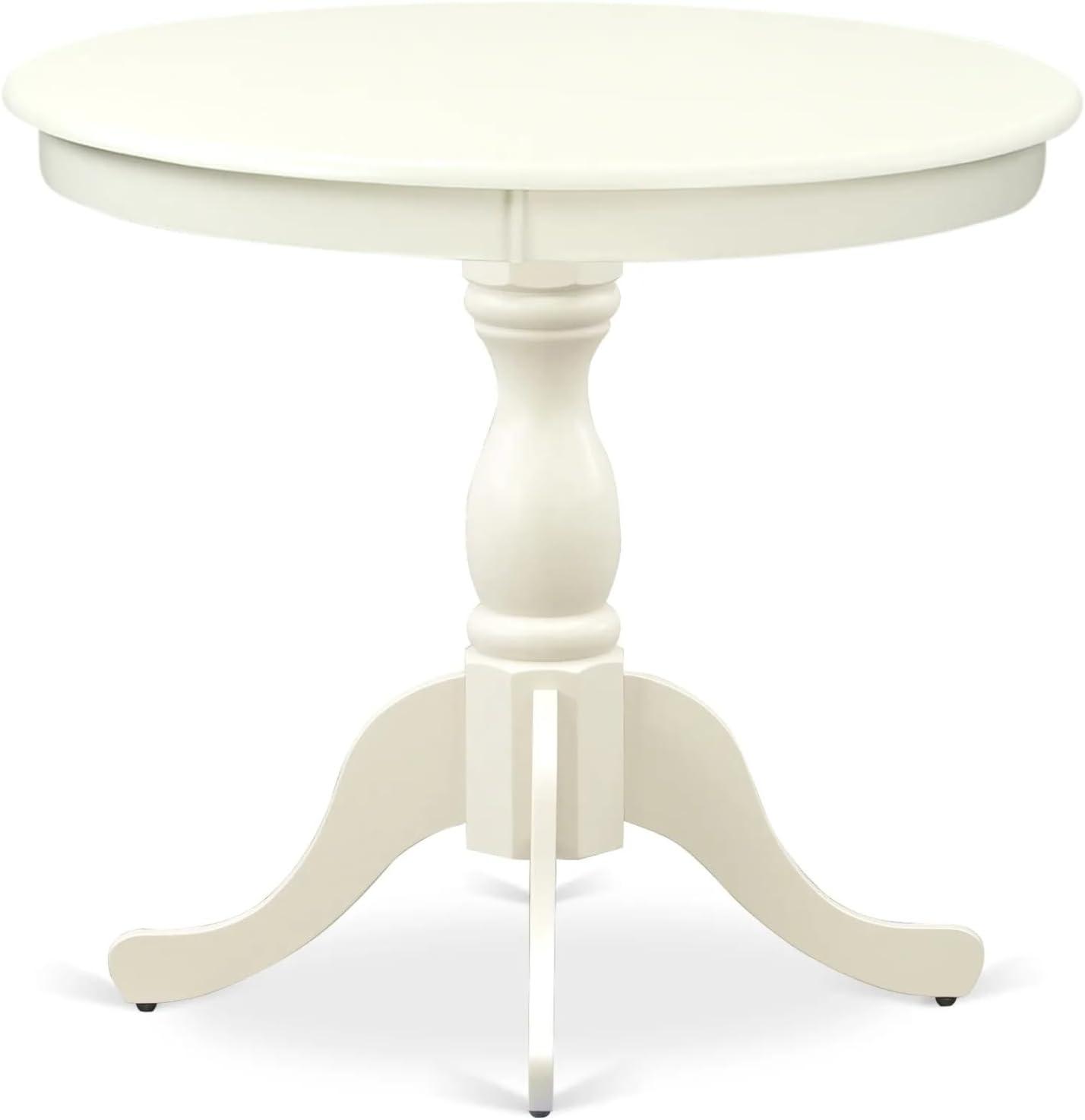 Linen White Round Dining Table Set with Tufted Chairs