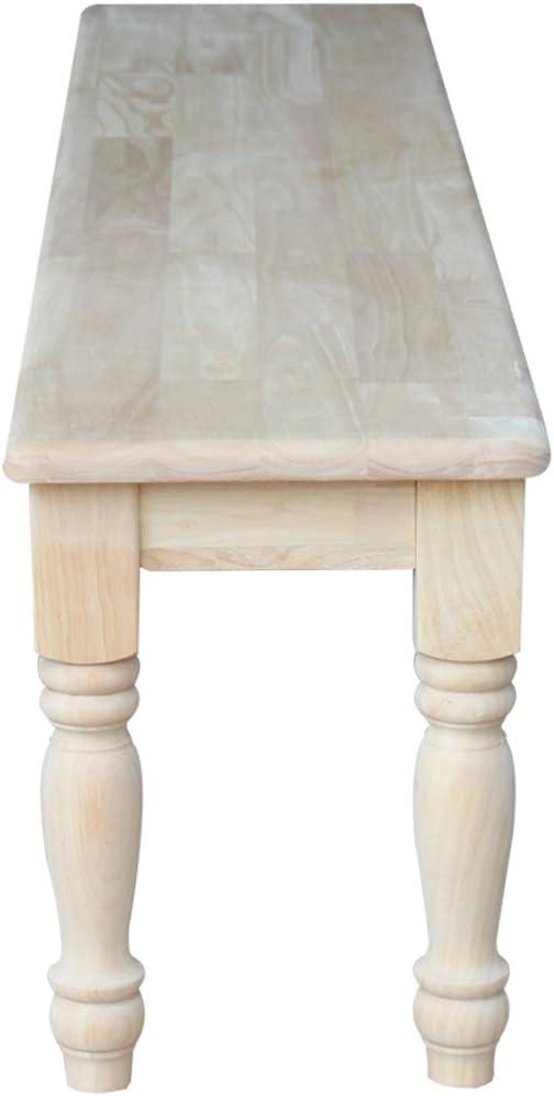 72" Shaker Style Bench with Turned Legs Unfinished - International Concepts: Solid Wood, Entryway Seating