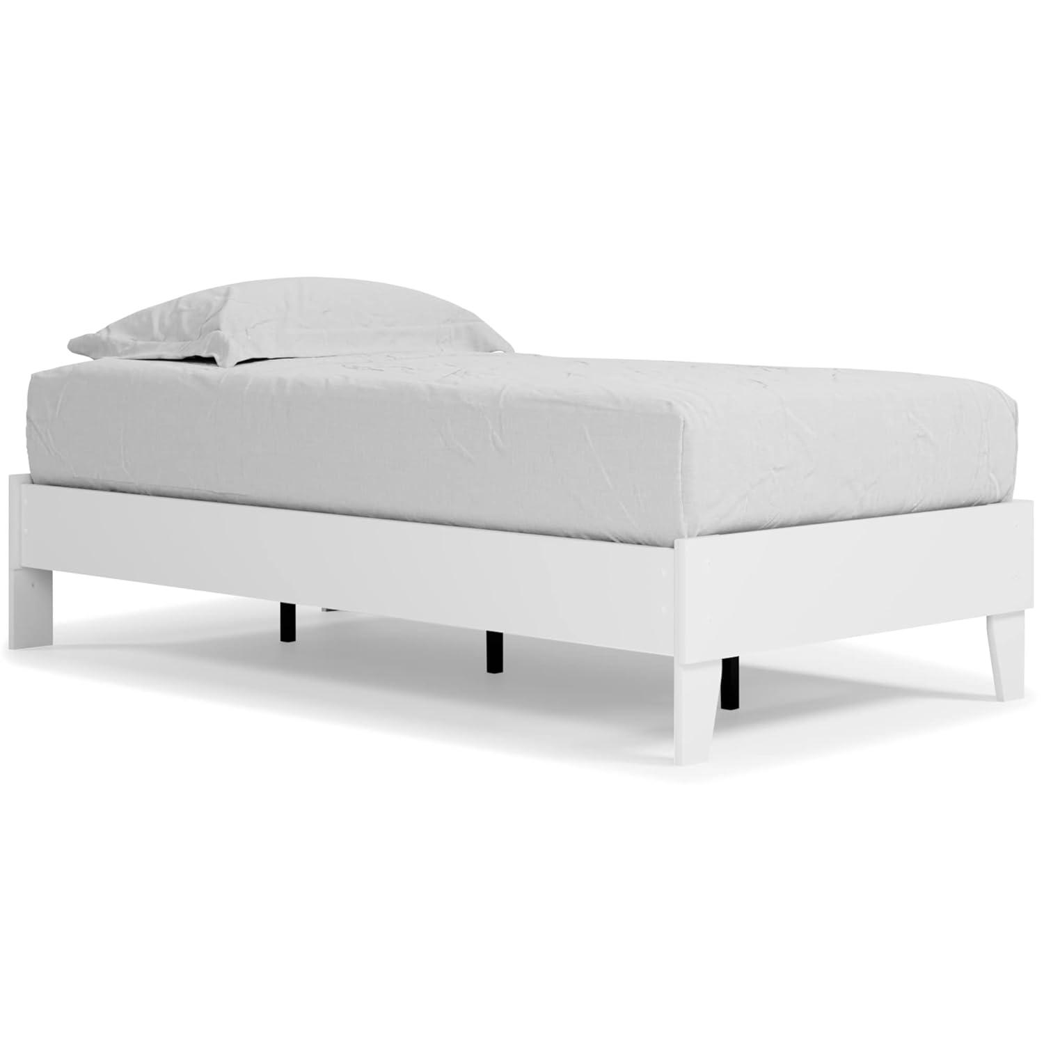 Twin Piperton Platform Bed White - Signature Design by Ashley: Modern Style, No Box Spring Needed