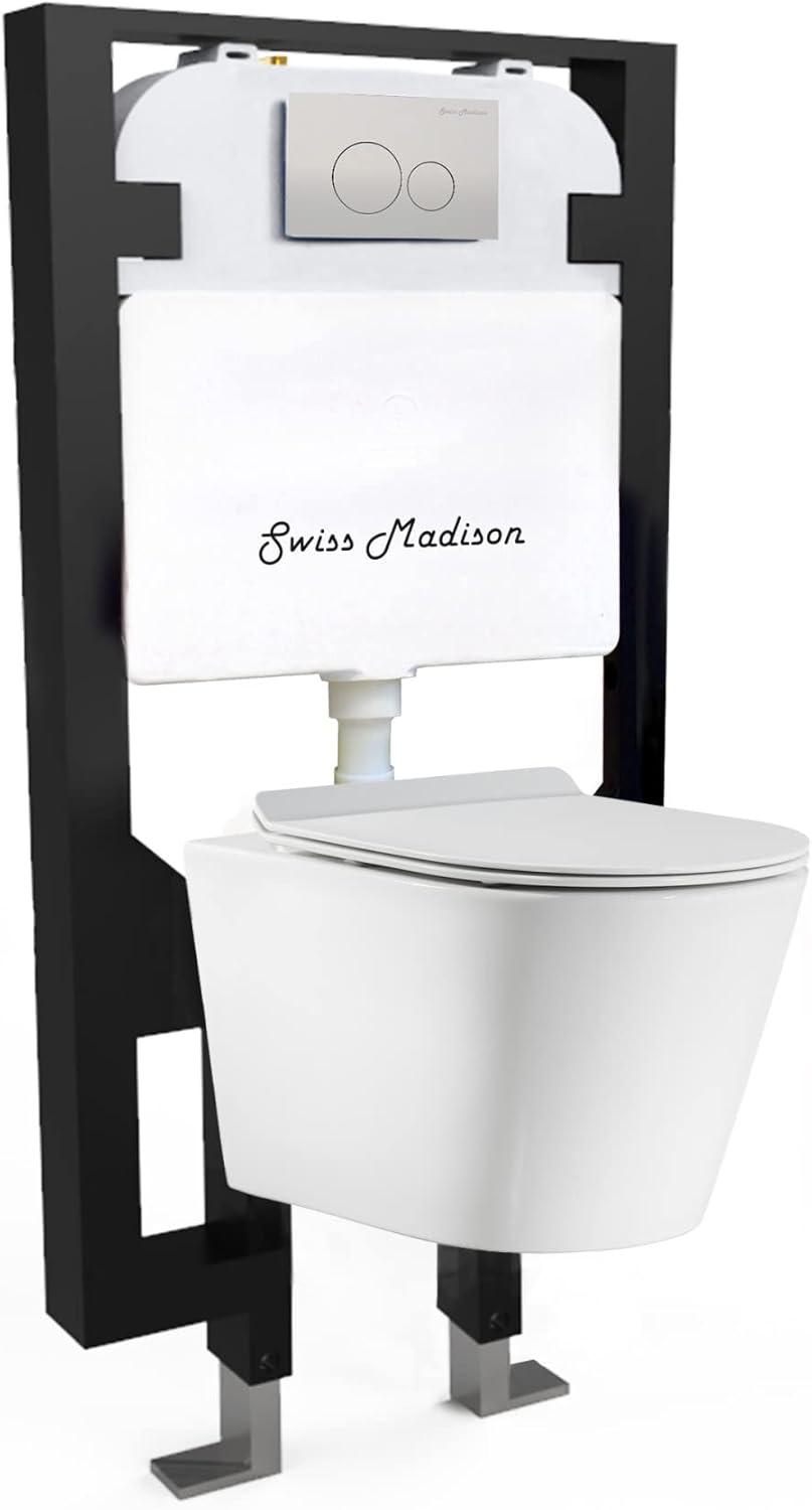 Swiss Madison Well Made Forever SM-WK465-01C - Calice Wall-Hung Round Toilet Bundle, Glossy White