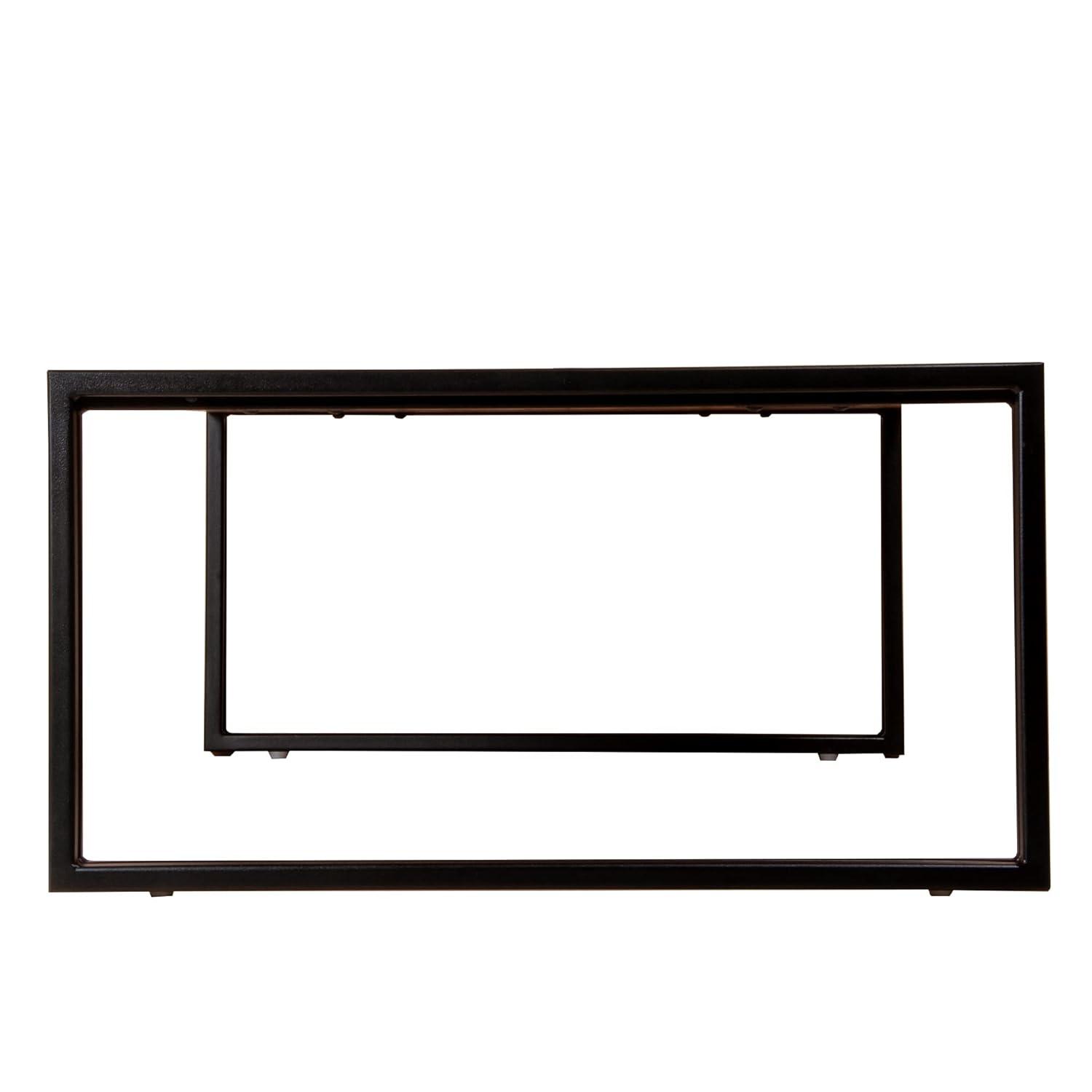 48 Inch Wooden Coffee Table with Double Metal Sled Base Brown and Black - Saltoro Sherpi