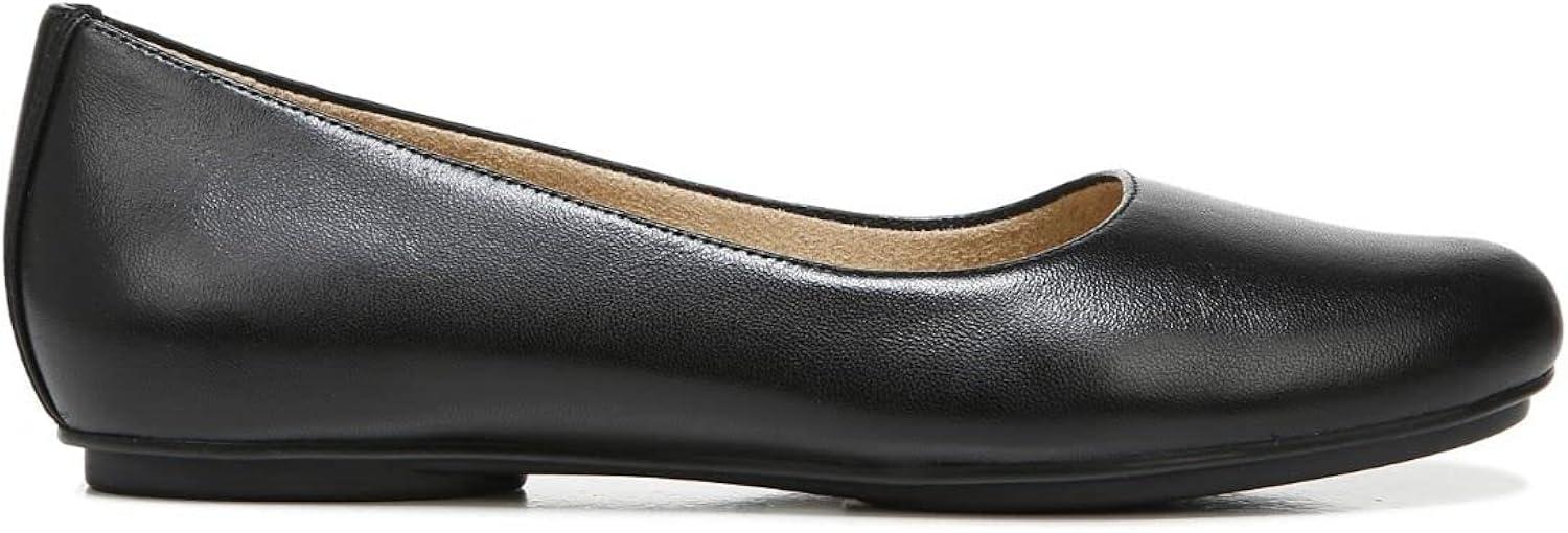 Maxwell 7.5 Black Leather Ballet Flat with Advanced Cushioning