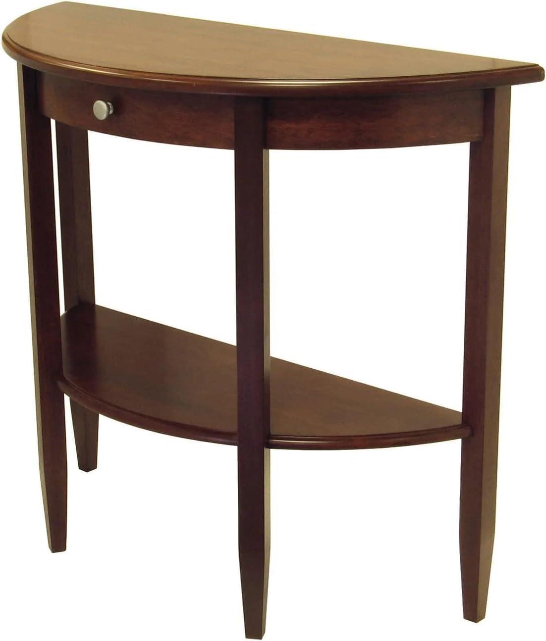 Winsome Concord Hall / Console Table, Half Moon with Drawer, Shelf - Antique Walnut: Entryway Furniture with Storage, Wood Composite