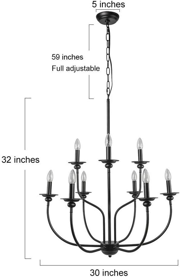 Elegant Black 9-Light 2-Tier Candle Chandelier