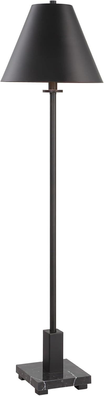 Slimline Satin Black Empire Shade Metal Buffet Table Lamp