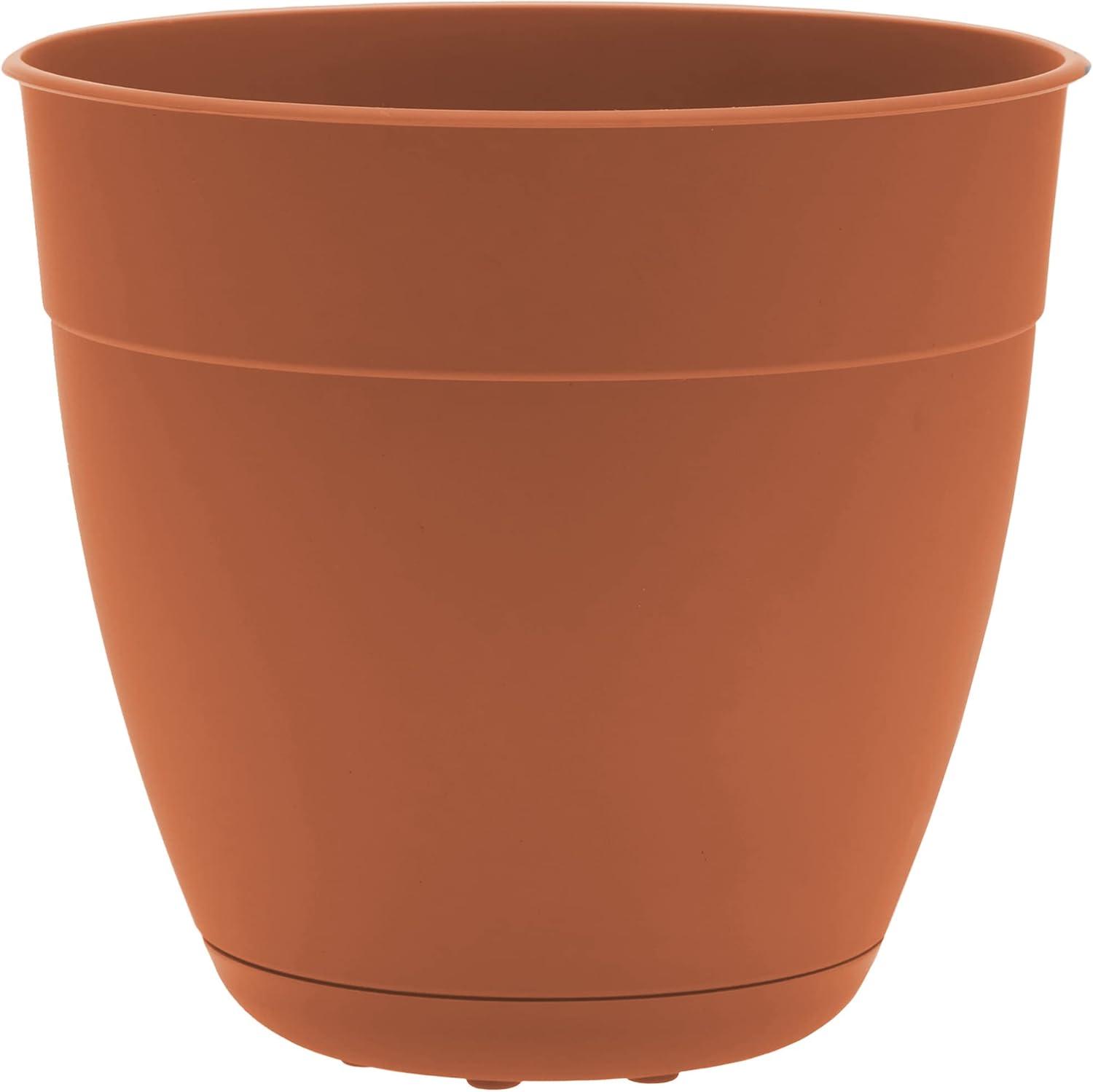 Bloem Dayton Planter With Saucer: 12" - Terra Cotta - 100% Recycled Plastic Pot, Removable Saucer, Elevated Feet, For Indoor and Outdoor Use, Gardening, 3 Gallon Capacity