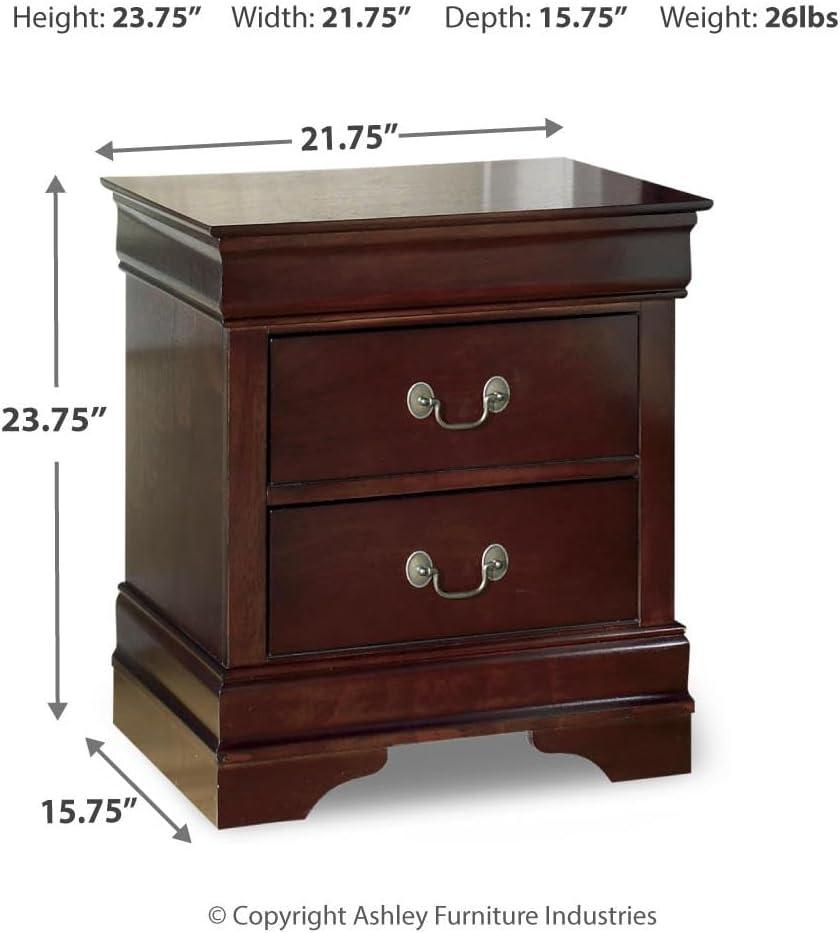 Signature Design by Ashley Alisdair Nightstand Brown/Beige: Traditional Style with Metal Glides, Storage Drawer