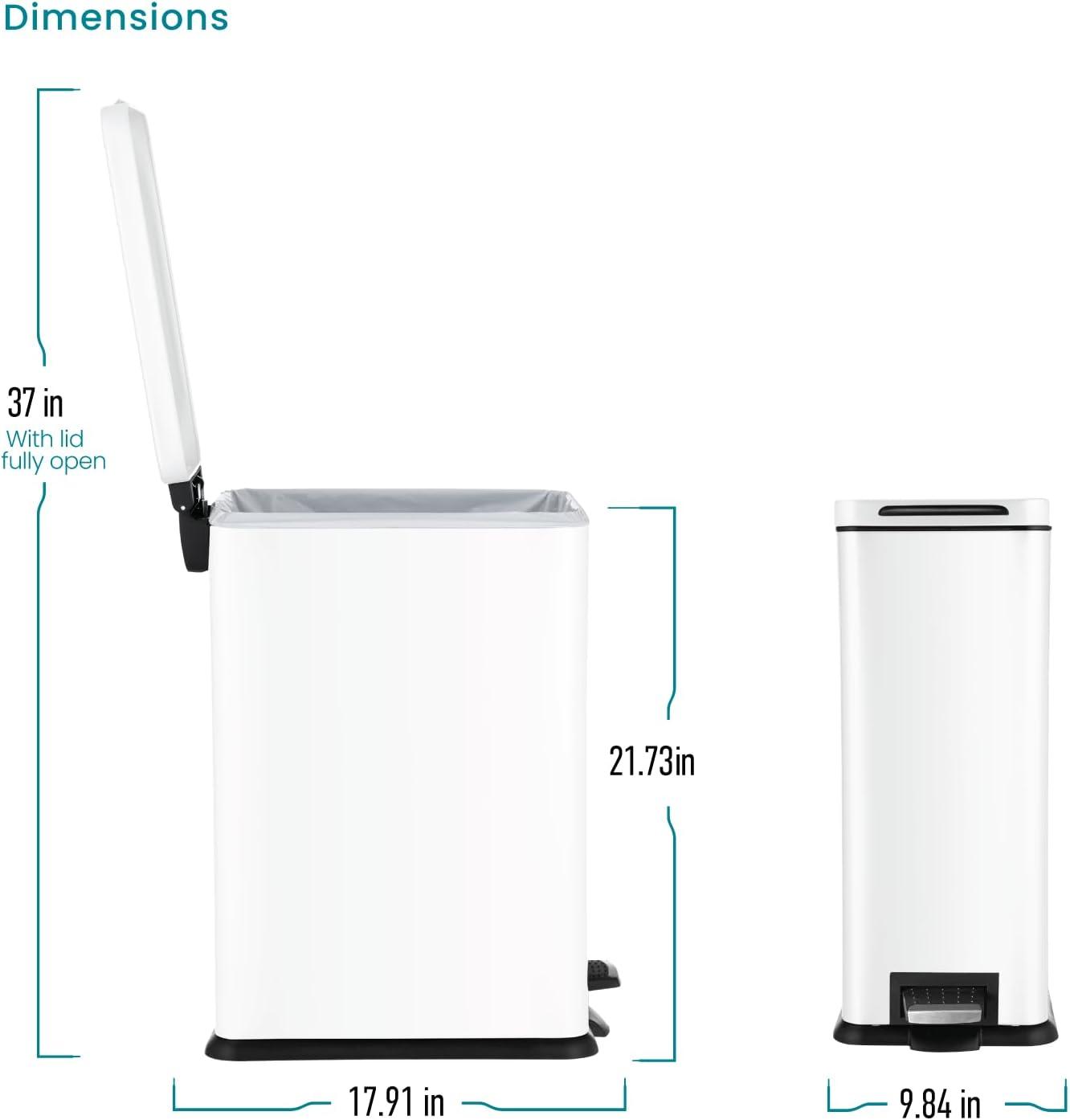 Home Zone Living 8 Gallon Stainless Steel Kitchen Trash Can with Step-On Pedal and Slow Closing Lid