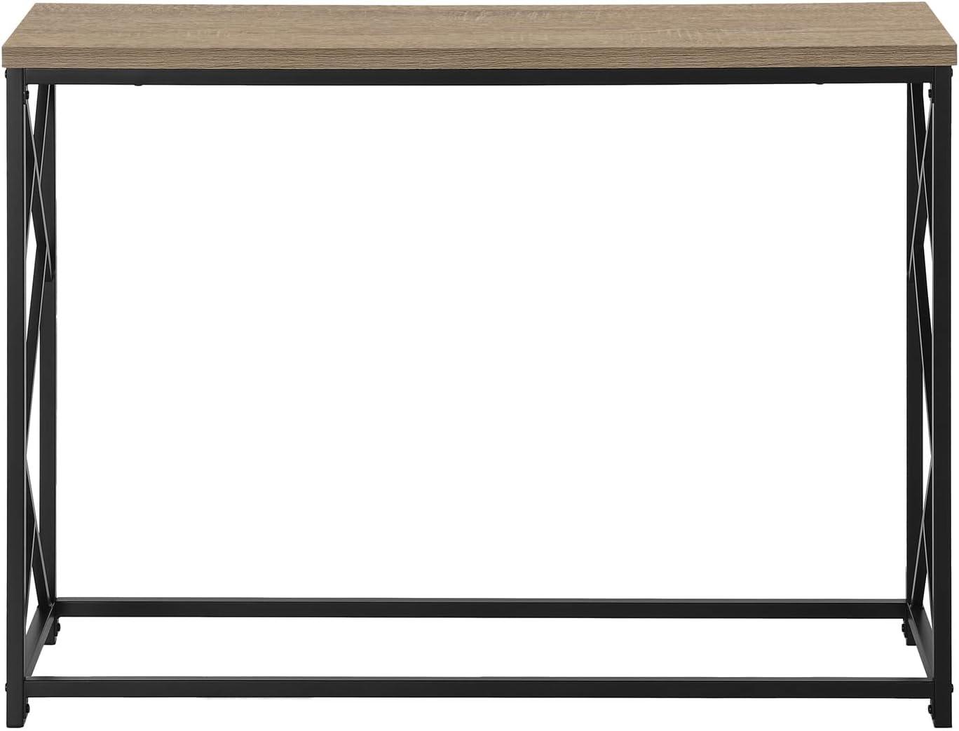 Monarch Specialties Accent Table Console Entryway Narrow Sofa Living Room Bedroom Brown Laminate Black Metal Contemporary Modern