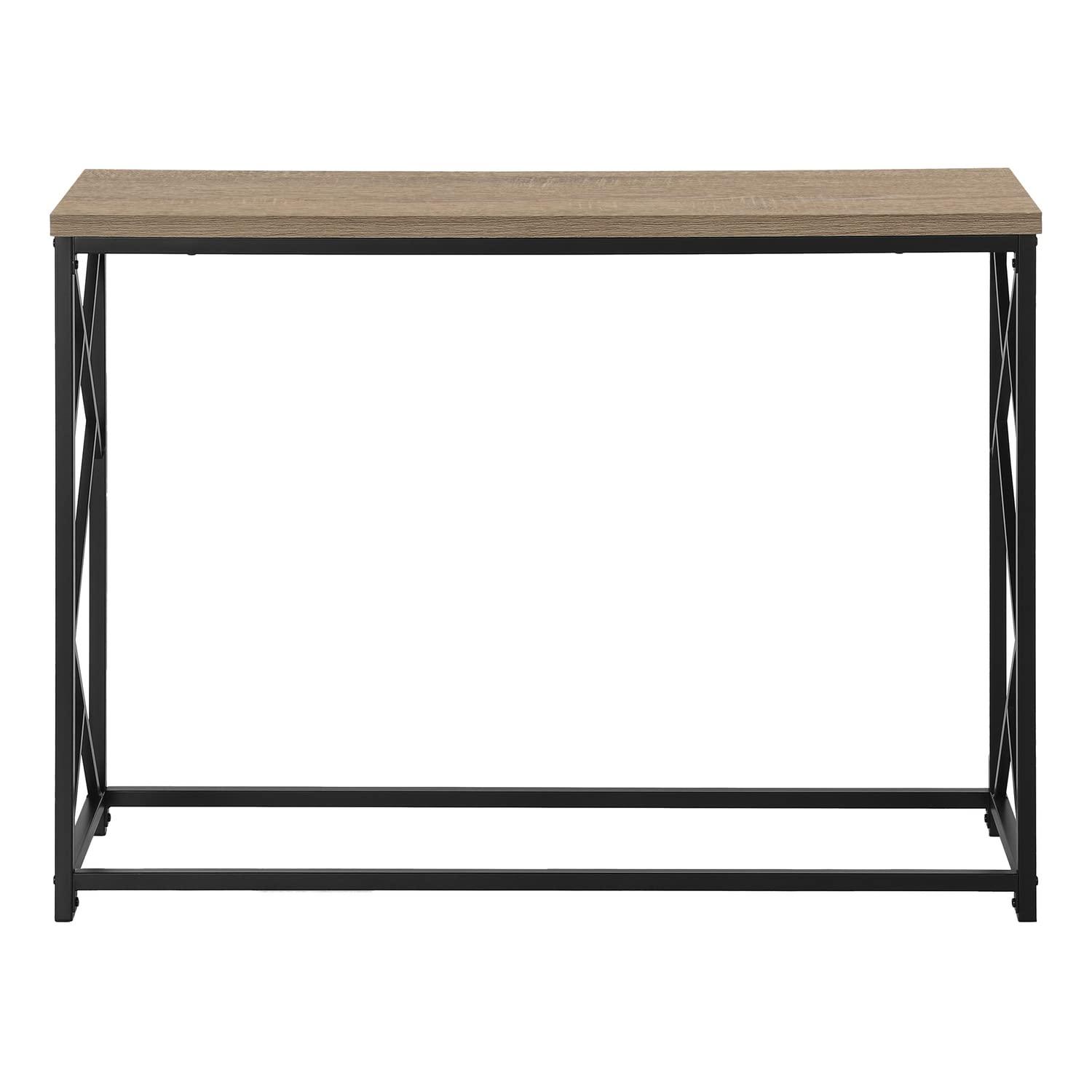 Monarch Specialties Accent Table Console Entryway Narrow Sofa Living Room Bedroom Brown Laminate Black Metal Contemporary Modern