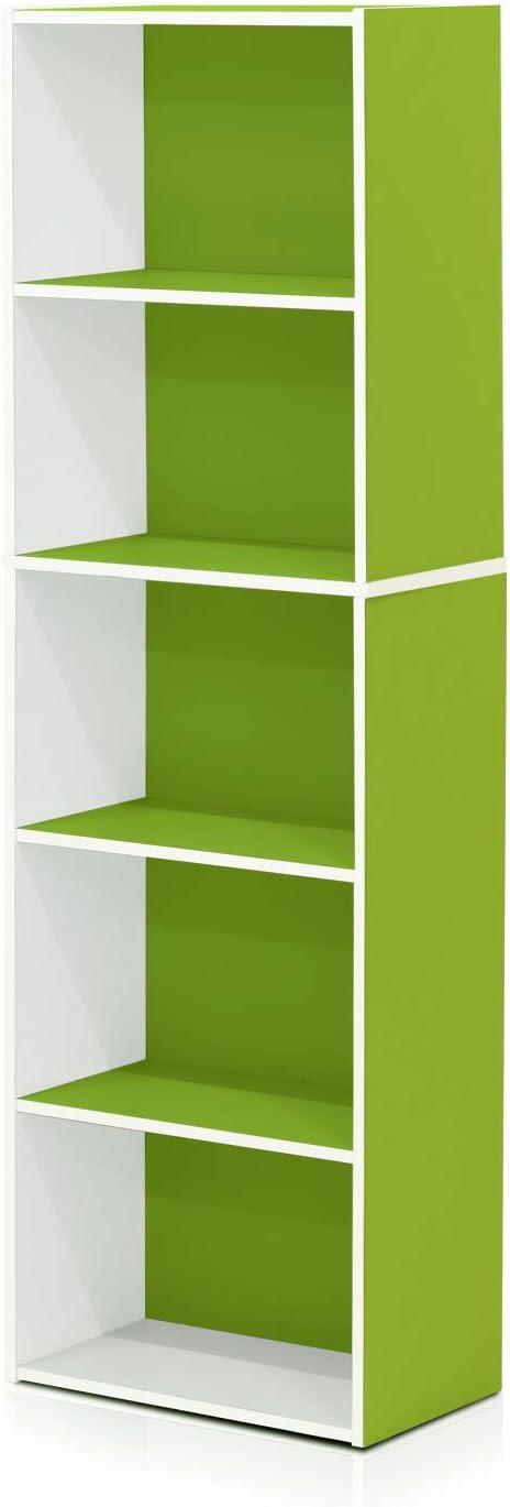 Furinno 5 Cube Reversible Storage Bookcase Open Shelf Organzier Horizontal Vertical,Green