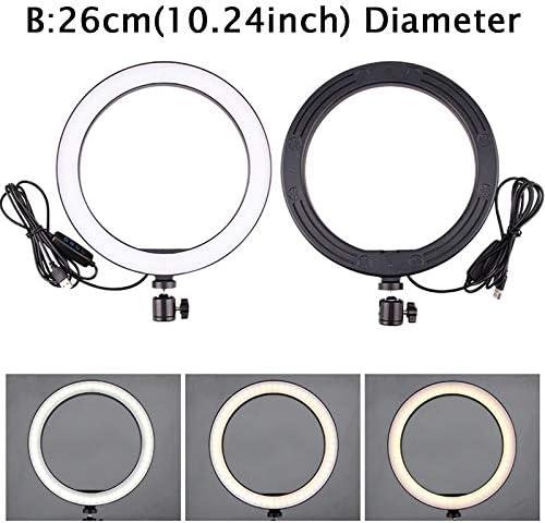 Ring Light OEBLD Dimmable with 3 Light Modes & 10 Brightness Level LED Ring Fill Lights for Phone Live Stream Makeup YouTube Shooting(B(only 10'' Ring Light))