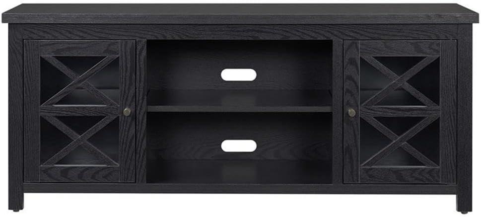 Evelyn&Zoe Colton Rectangular TV Stand for TV's up to 65", Black Grain