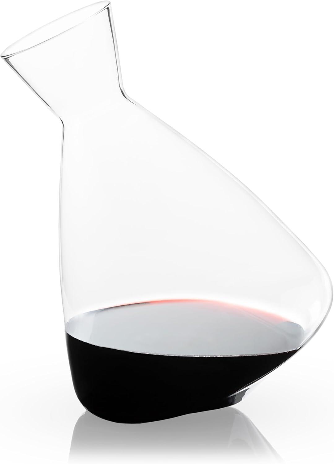 Viski Rolling Wine Decanter Set of 1 - Modern Crystal Wine Decanter for Red or White Wine, Stunning Gift - 75 oz, Clear Finish