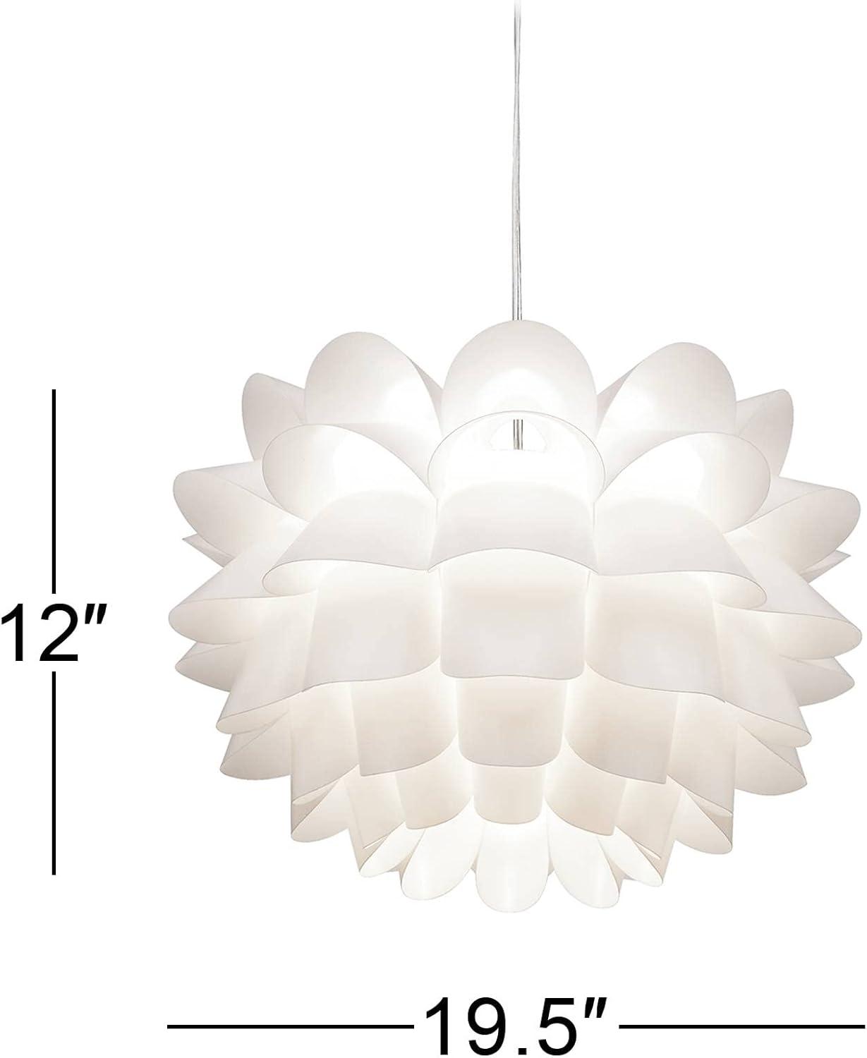 Possini Euro Design White Flower Pendant 19 1/2" Wide Modern Blooming Curved Petals for Dining Room Living House Home Foyer Kitchen Island Entryway