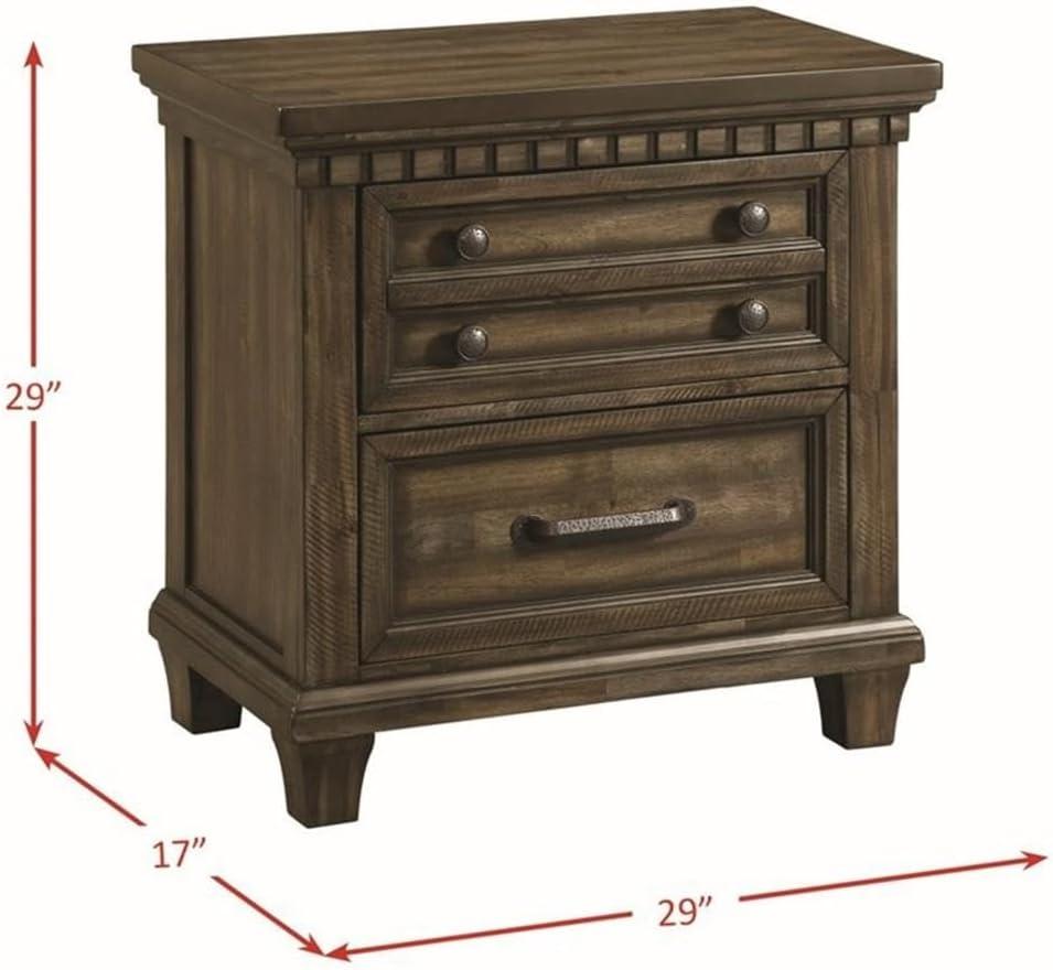 Picket House Furnishings Johnny 2 Drawer Nightstand in Smokey Walnut