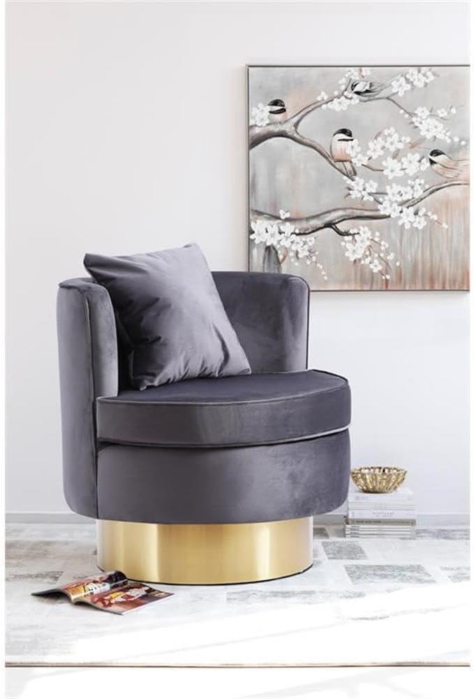 Meridian Furniture Kendra Grey Velvet Swivel Accent Chair